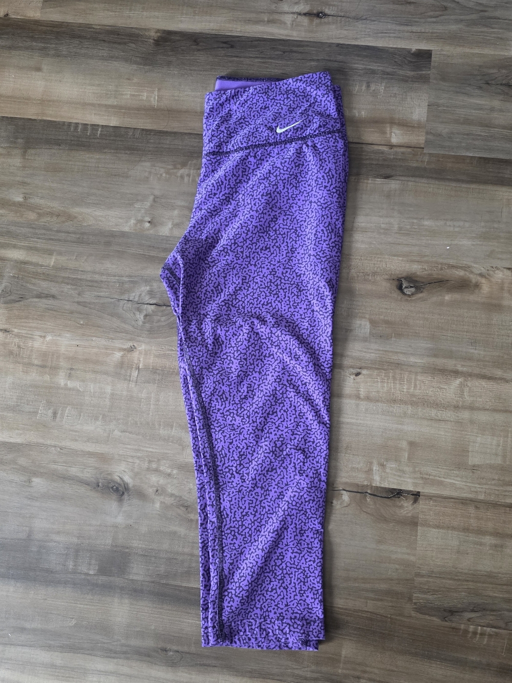 Nike Purple Patterned Leggings with Swoosh